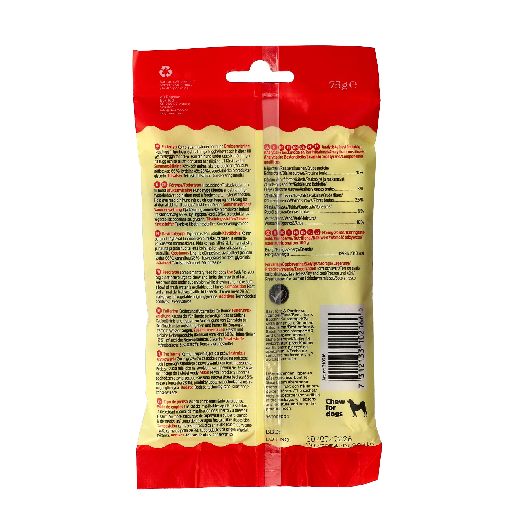 Dogman Tuggpinnar med Kyckling 6p Vit 12cm