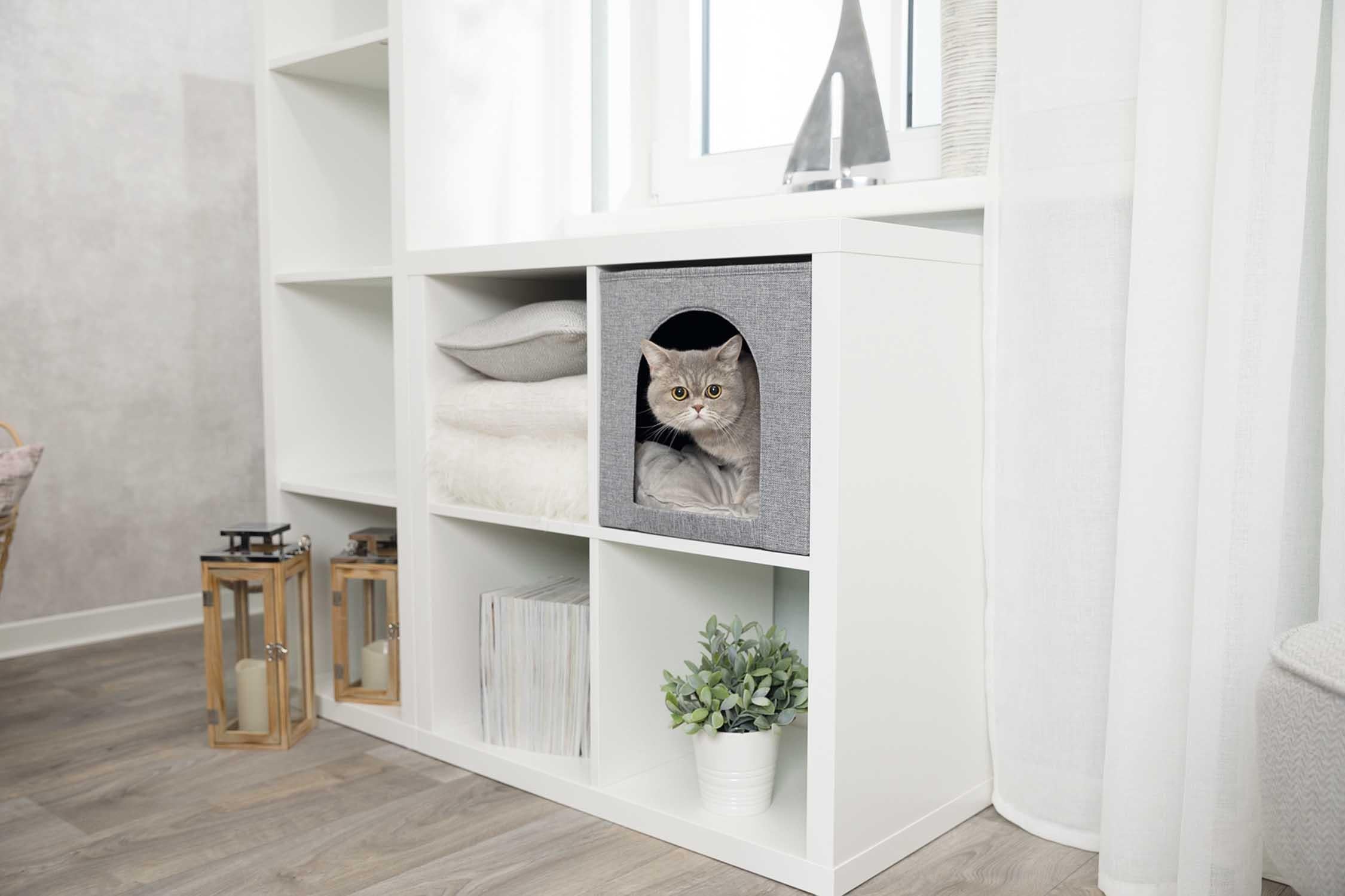 Kattgrotta Ella f IKEA hylla, 33x33x37 cm, grå