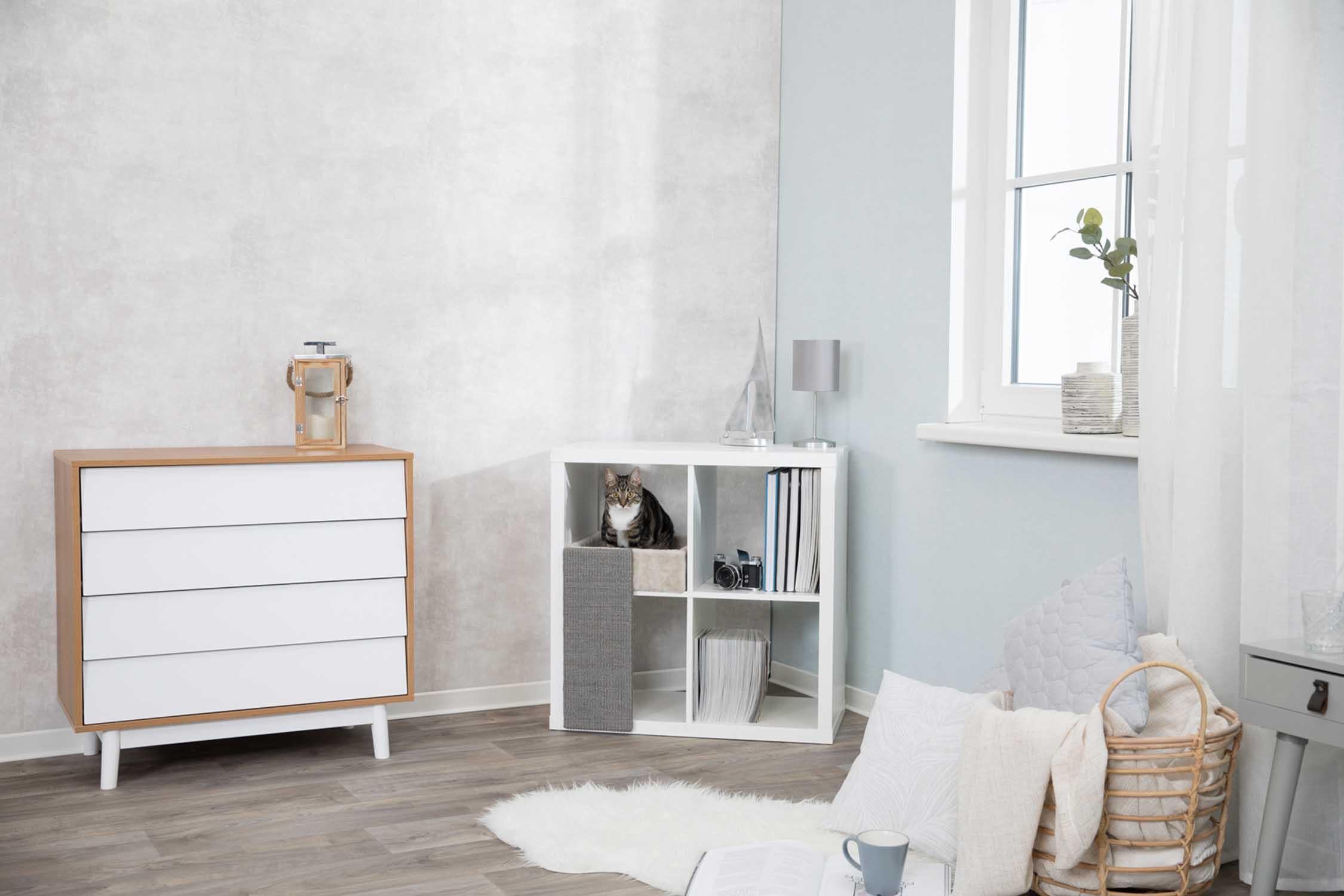 Bädd för IKEA-hylla med klösyta, 33×48×37 cm, ljusgrå