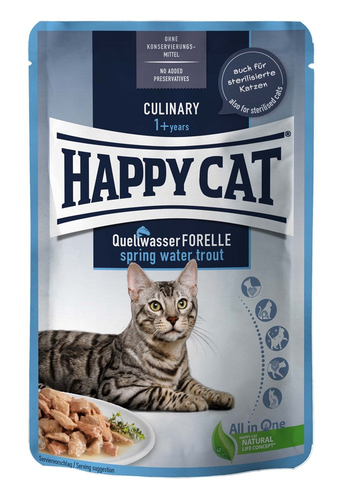 HappyCat våt/sås, forell, 85 g