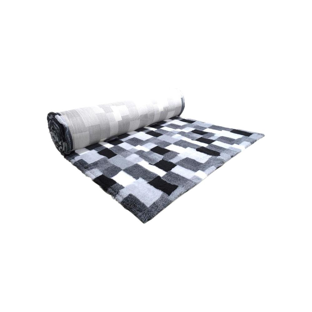 Companion Profleece Patchwork Tæppe Med Poter Sort/Grå/Hvid