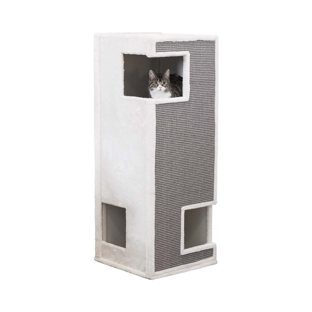 Trixie Klösmöbel Cat-Tower Gerardo 38 x h100 x 38 cm Vit/Grå