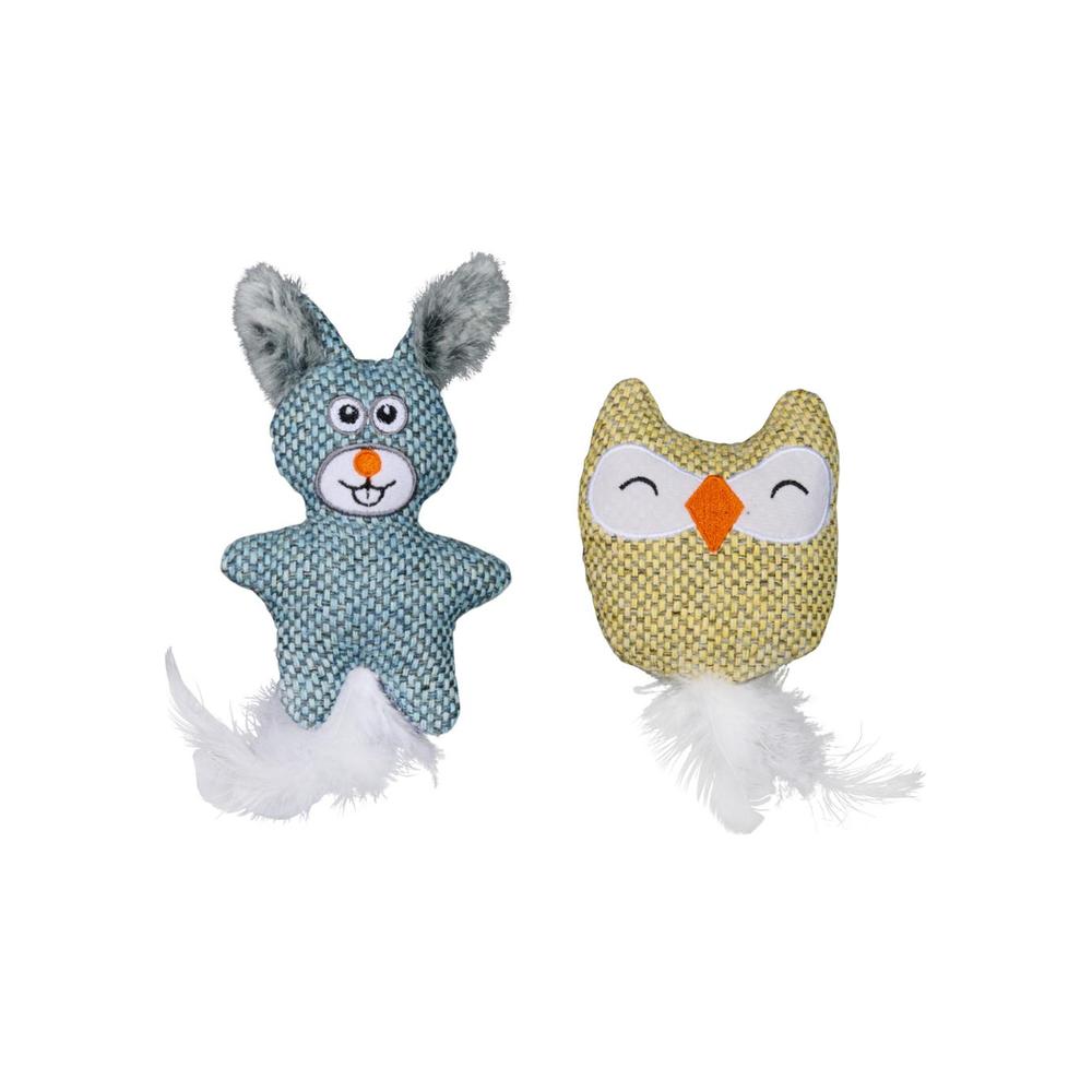 Companion Pälsdjur Med Fyllning Av Kattmynta - Kanin Och Uggla Assorterade X 6