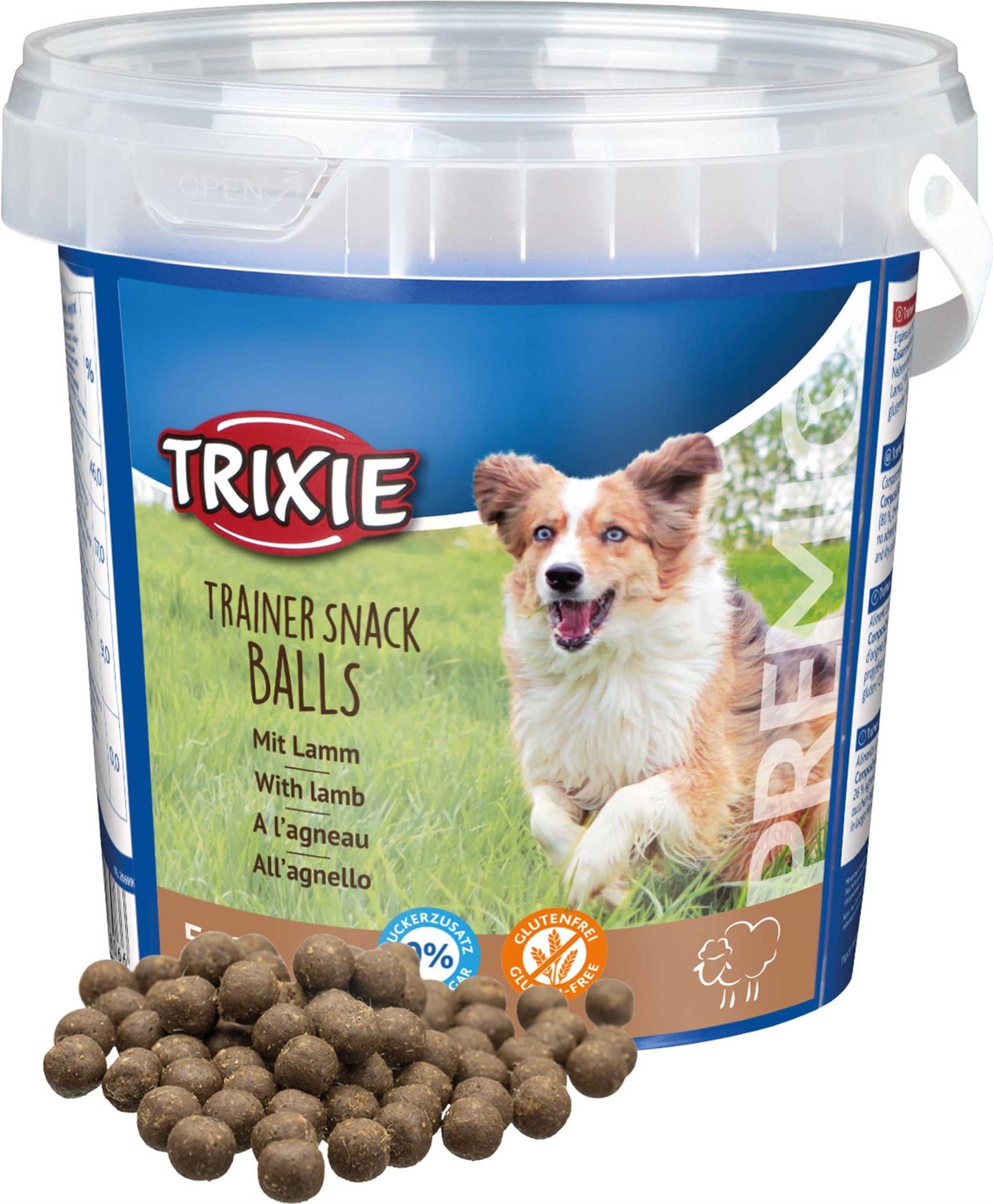 PREMIO Trainer Snack Balls m. lamm, 500g plasthink