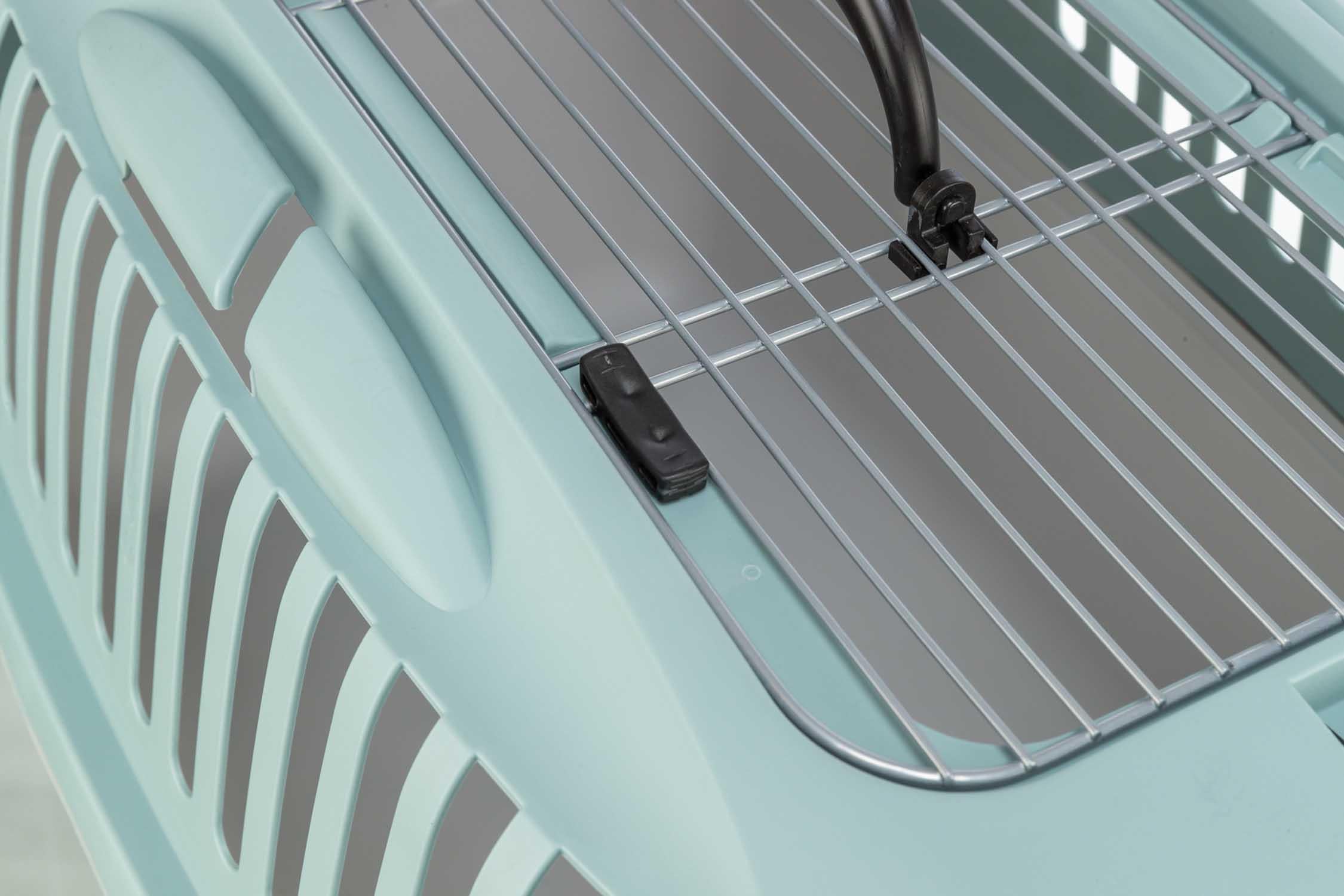 Transportbur Capri 3 Open, S: 40 × 38 × 61 cm, ljusgrå/sage