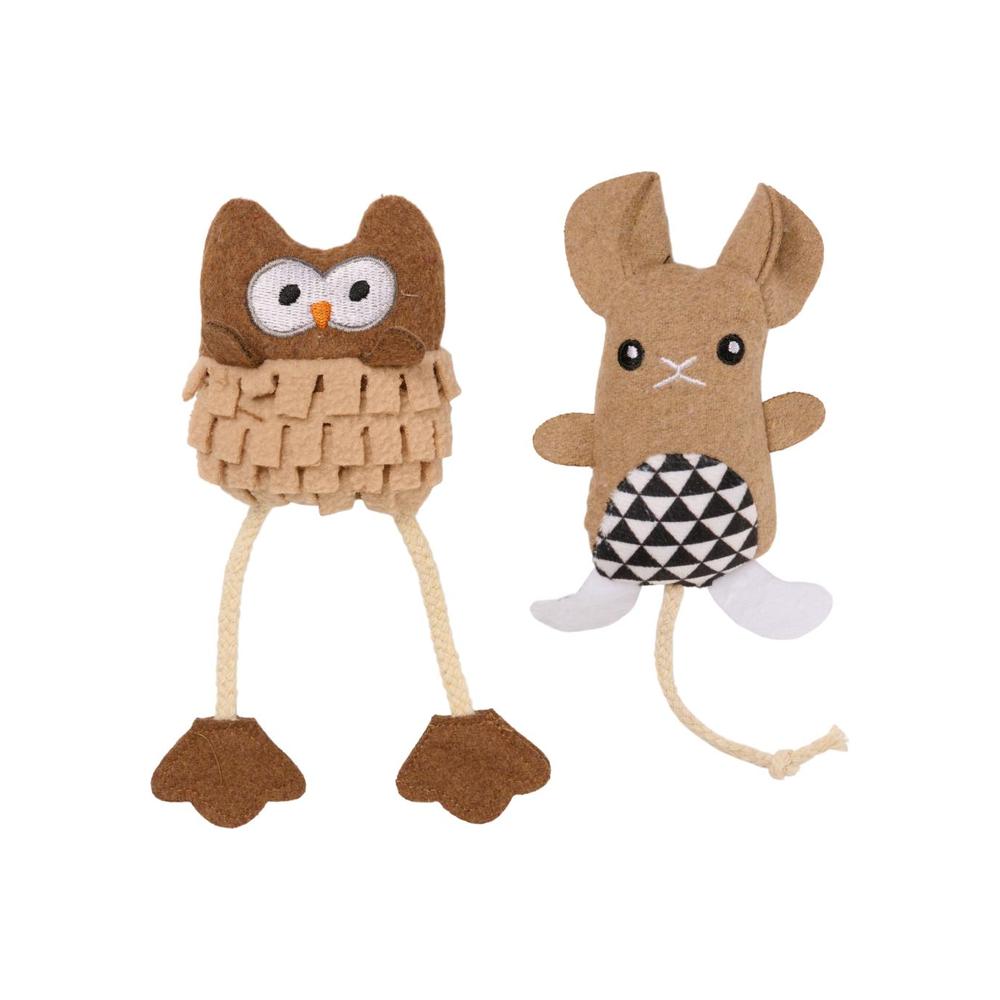 Companion Pälsdjur Med Fyllning Av Kattmynta - Mus Och Uggla Assorterade X 6