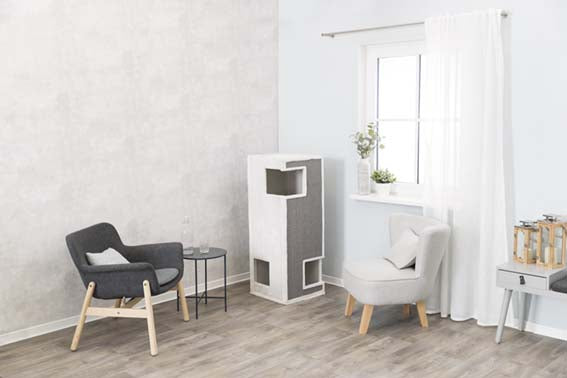 Klösmöbel Cat-Tower Gerardo, 38 x h100 x 38 cm, vit/grå