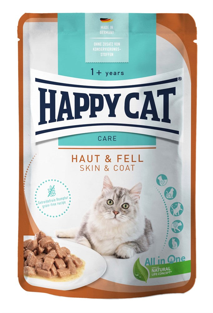 HappyCat våt/sås, Skin&Coat, 85 g