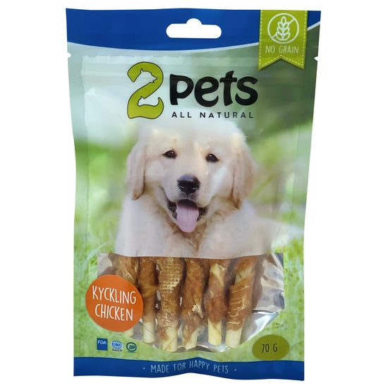 2pets Tuggpinne m kycklingfilé 12cm 6-pack, 70g x 10