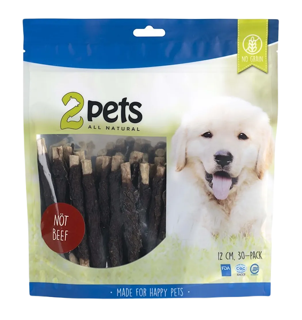 2pets Tuggpinne mald, nötkött, 12cm, 30-pack, 400g x 5