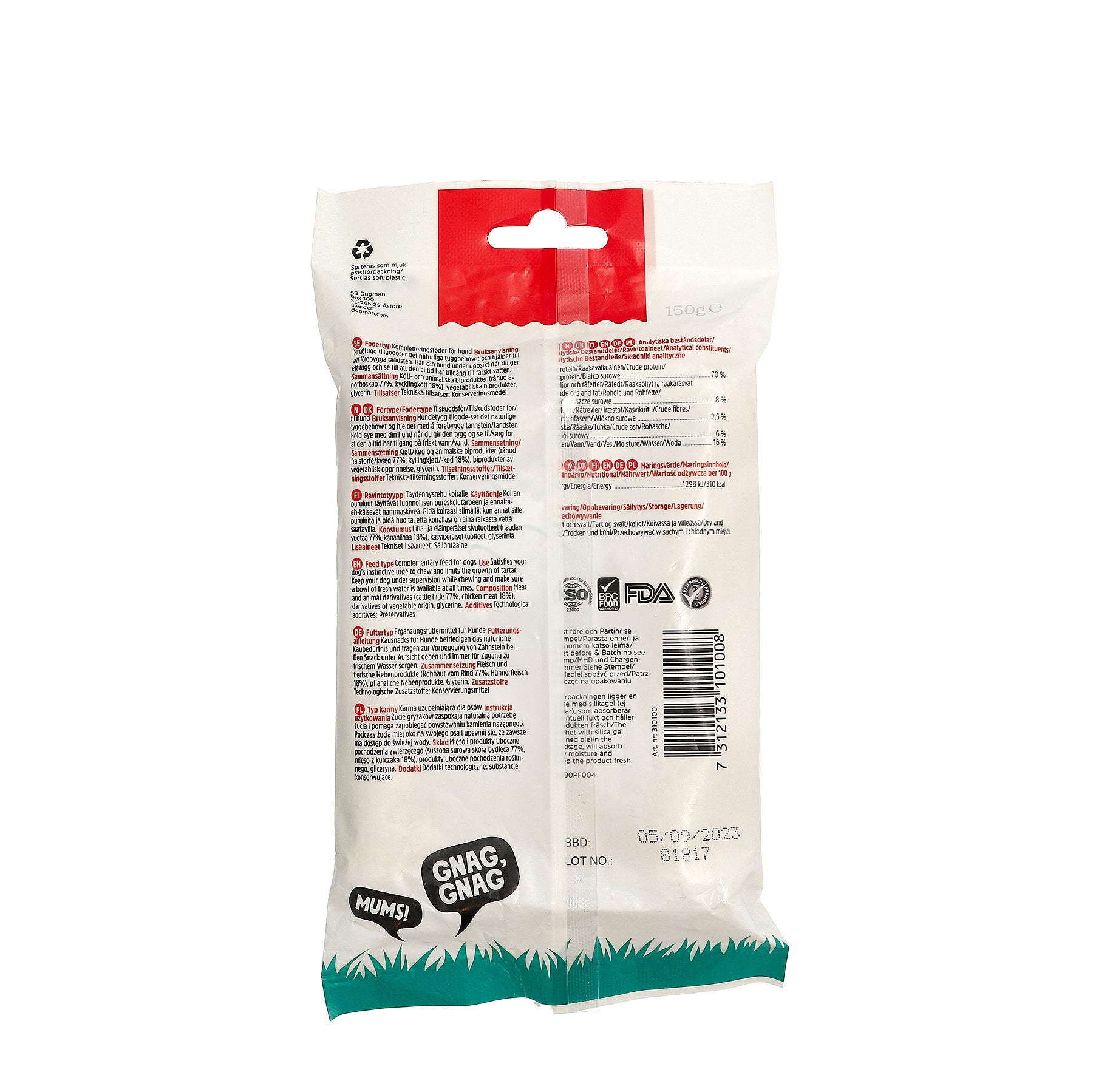 Dogman Easychew Sticks med Kyckling 4p Vit 12,5cm