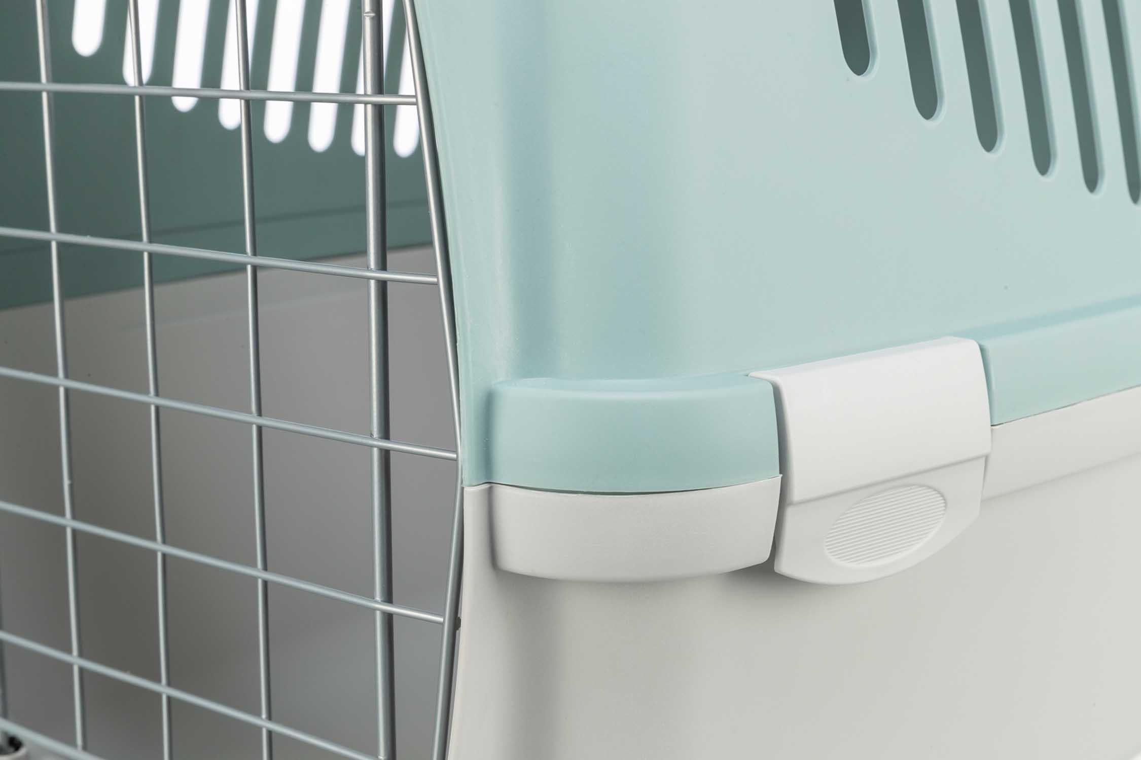 Transportbur Capri 3 Open, S: 40 × 38 × 61 cm, ljusgrå/sage