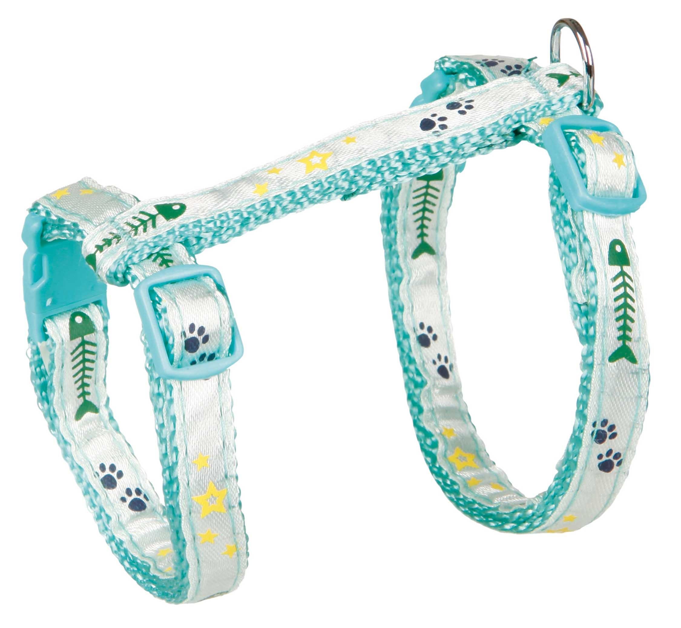 Kattsele+koppel, 23-39 cm/10 mm. 120 cm. Motiv, bl. färger