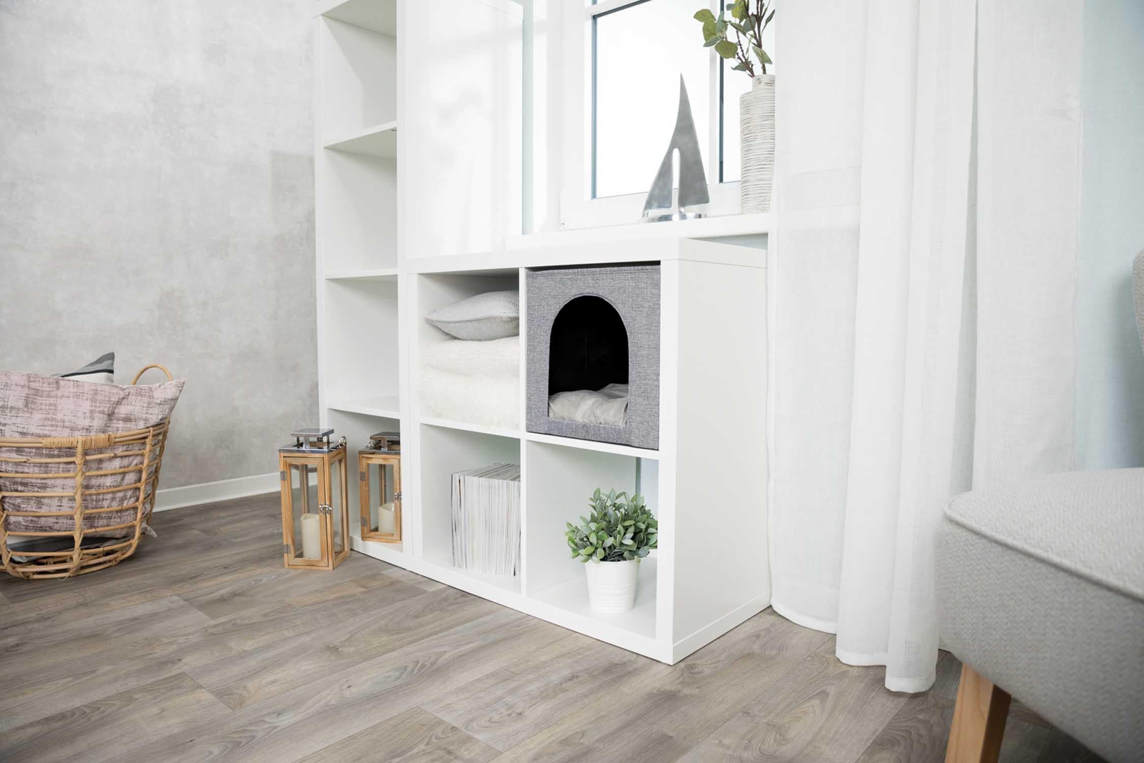 Kattgrotta Ella f IKEA hylla, 33x33x37 cm, grå