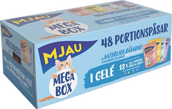 Mjau kött&fisk i gelé megabox 48*85g