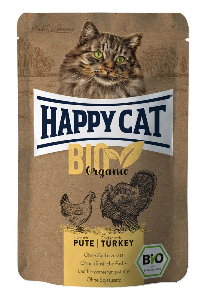 HappyCat våt, Bio Organic, kyckling & kalkon 85g