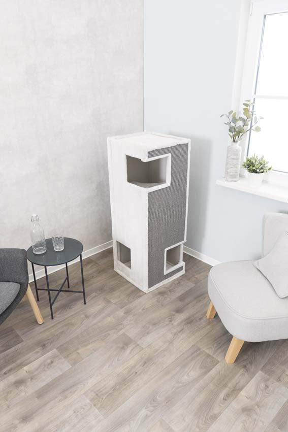 Klösmöbel Cat-Tower Gerardo, 38 x h100 x 38 cm, vit/grå