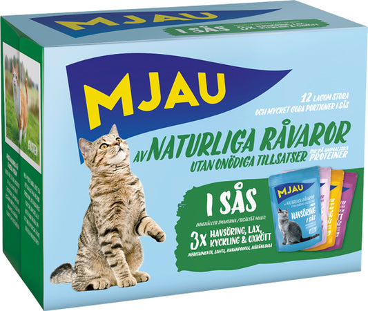 Mjau kött&fisk i sås multipack 12*85g