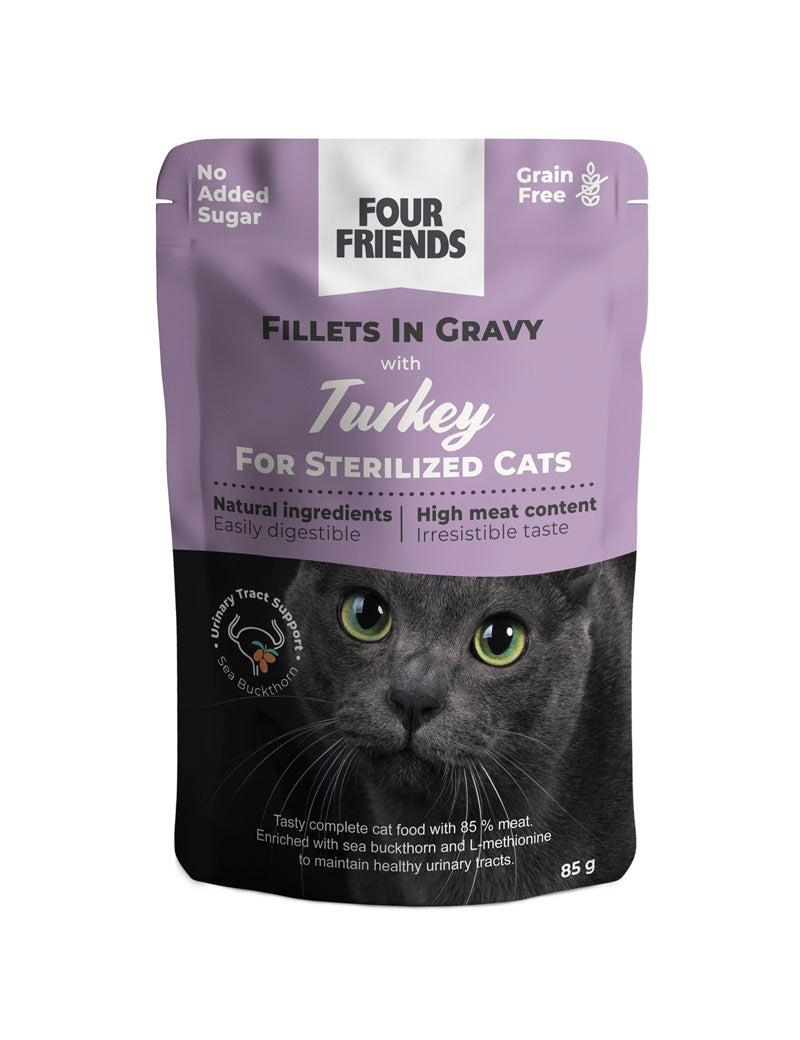 Four Friends Sterilized Turkey in Gravy Pouch 85g x 12