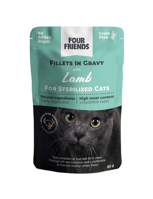 Four Friends Sterilized Lamb in Gravy Pouch 85g x 12