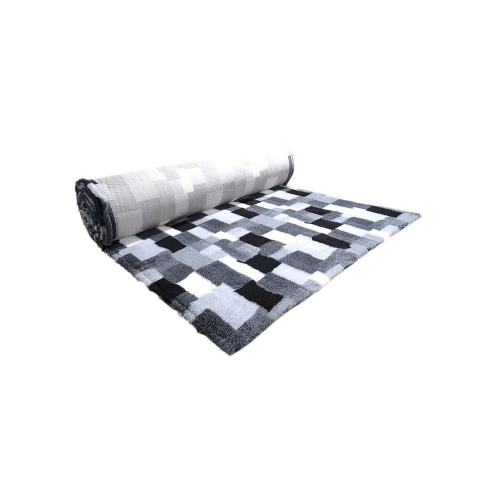 Companion Profleece Patchwork Tæppe Med Poter Sort/Grå/Hvid