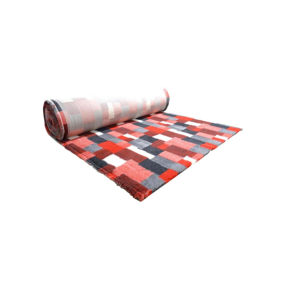 Companion Profleece Patchwork Tæppe Med Poter Rød/Hvid/Grå