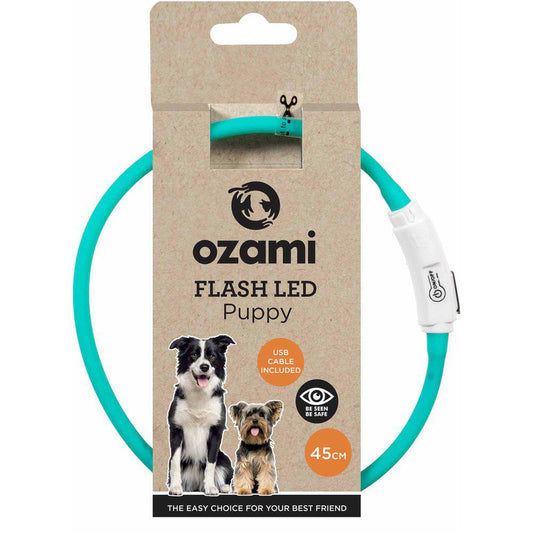 Ozami Halsband Flash Puppy Led Turkos 45cm