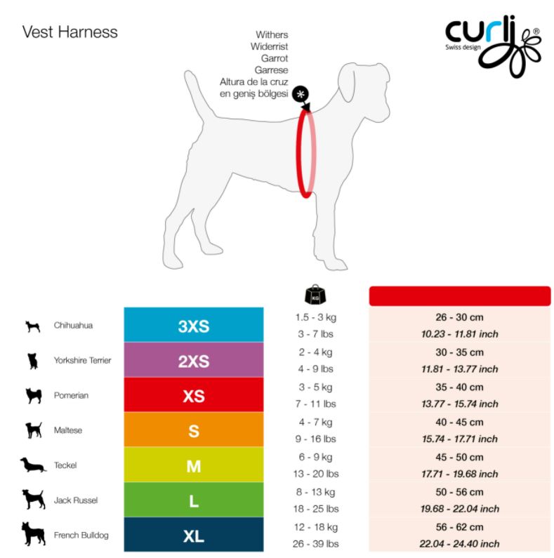 Curli Vest harness Merino with Curli clasp Röd