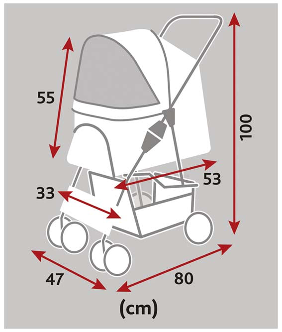 Trixie Djurvagn Buggy Hopfällbar 47× h100 × 80 cm Grå