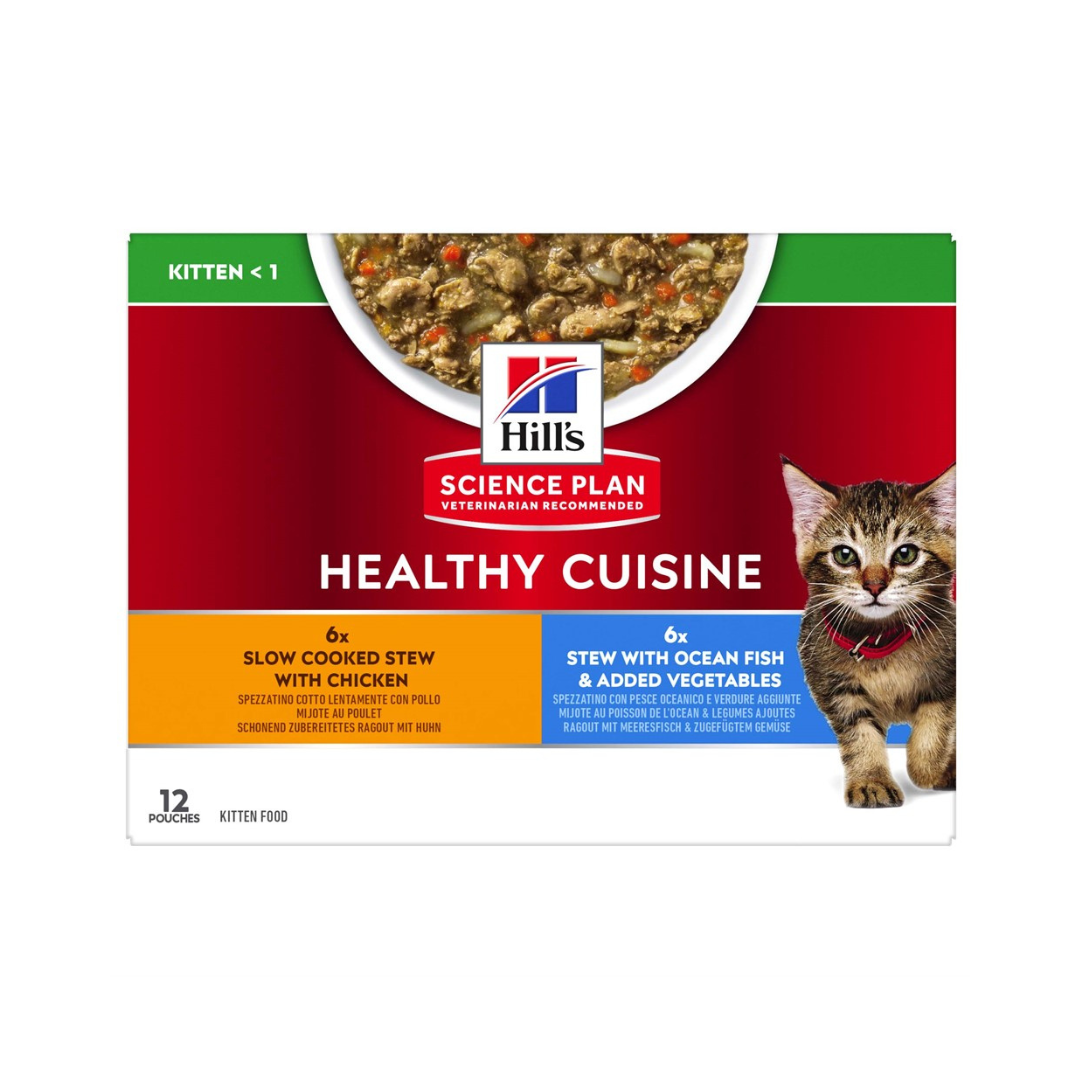 Hills Kitten Healthy Cuisine Chicken/Ocean Fish & Vegetables 12x80g