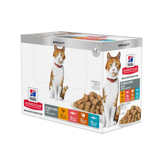 Hills Feline Adult Sterilised Chicken, Fish, Trout & Turkey 12x85g