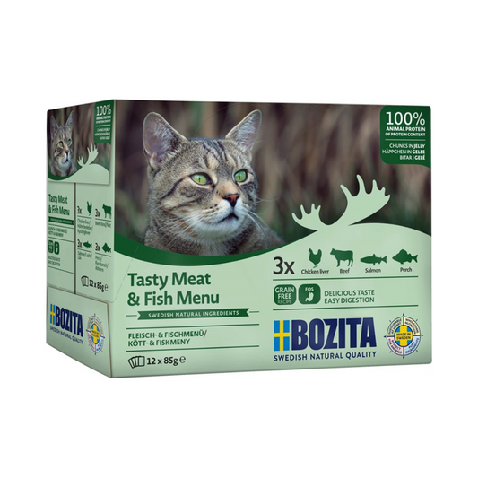 Bozita katt Multibox 12x85 g Kött & Fisk i gelé