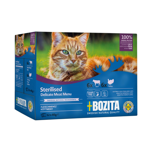 Bozita S Multibox 12x85g Köttmeny i gelé Nöt Kalkon