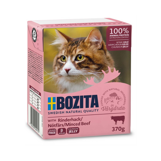 Bozita Katt Tetra Bitar i gelé Nötfärs 370 g x 6