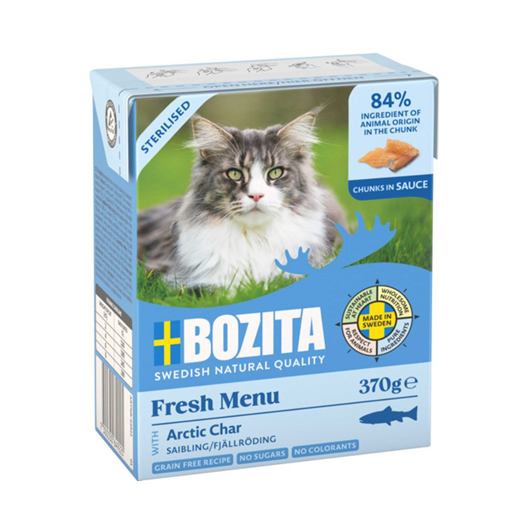 Bozita Katt Sterilised, Tetra Bitar i sås röding 370 g x 6