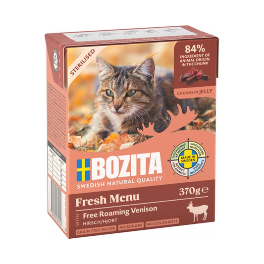 Bozita Katt Sterilised, Tetra Bitar i gelé hjort 370 g x 6