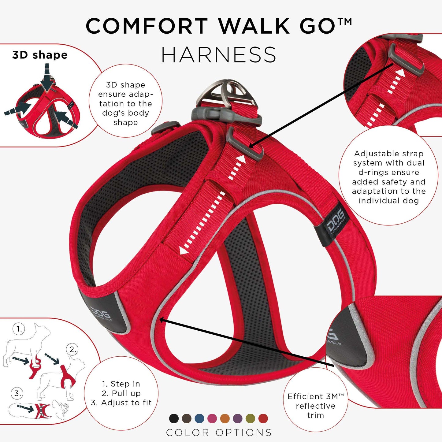 Dog Copenhagen Comfort Walk Go Harness Röd