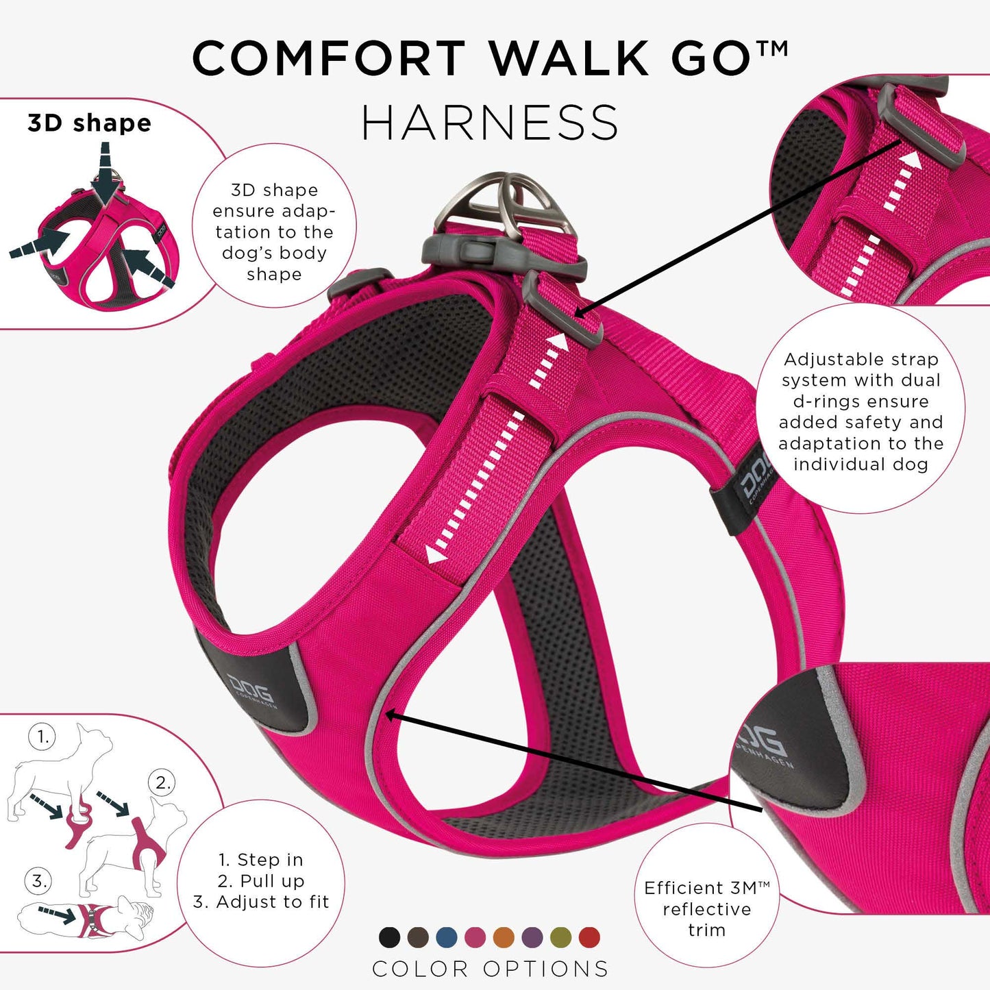 Dog Copenhagen Comfort Walk Go Harness Rosa