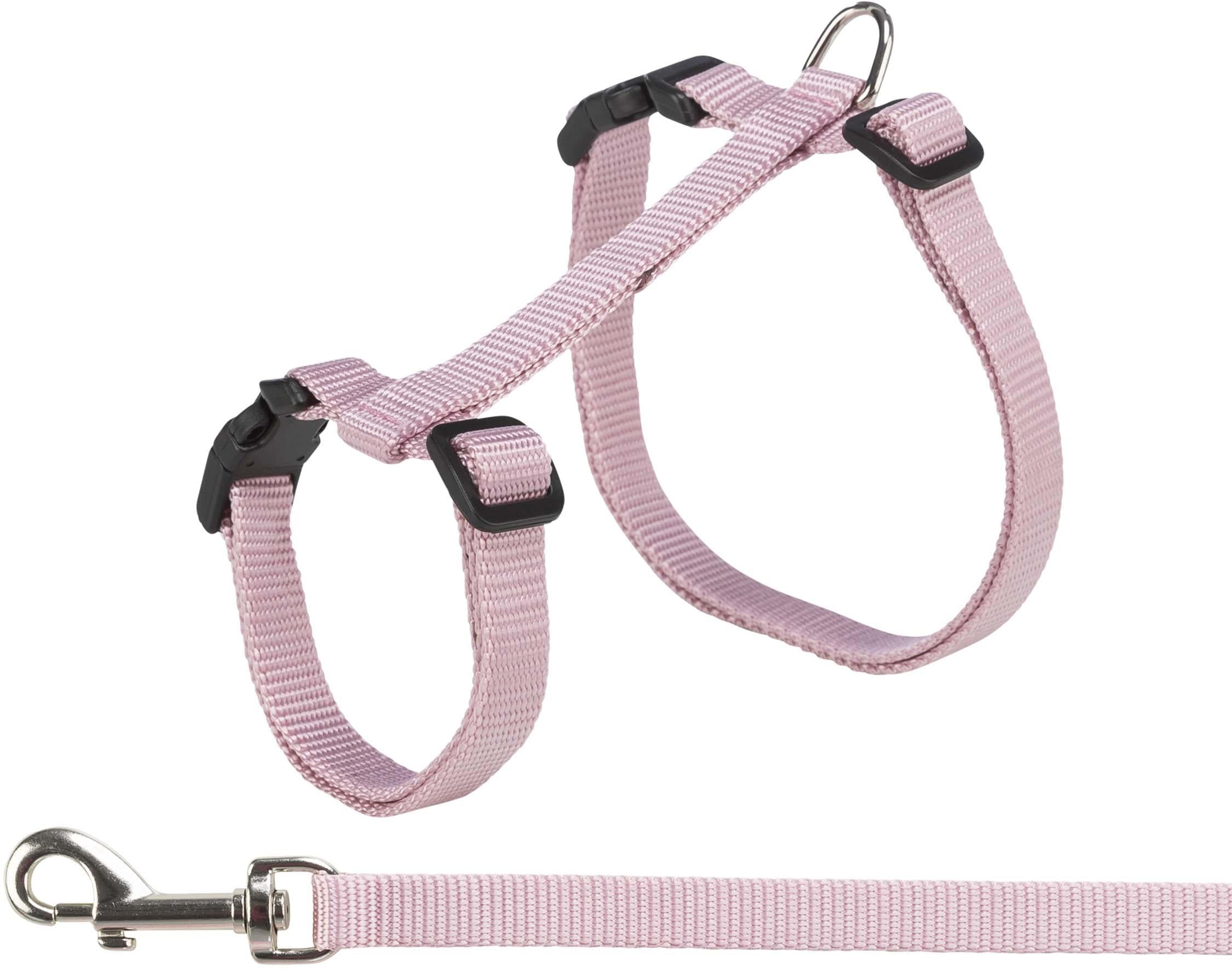 Kattsele+koppel XXL, 34-57 cm/13 mm. 120 cm, nylon, bl. färger