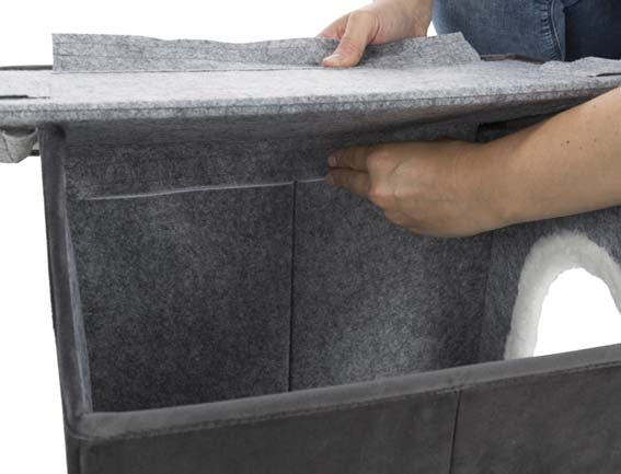 Livia cave, 38 × 41 × 44 cm, mörkgrå/vit