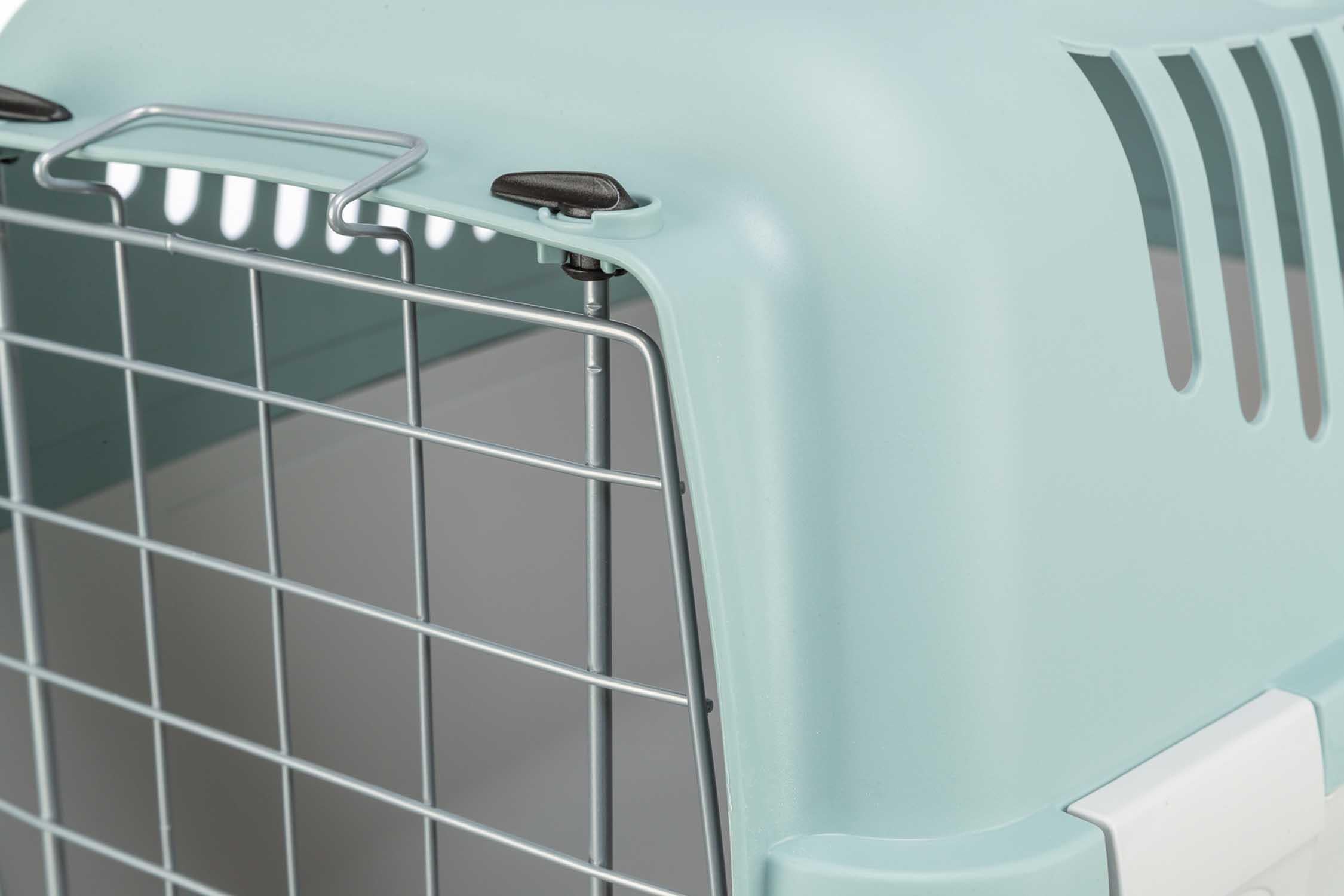 Transportbur Capri 3 Open, S: 40 × 38 × 61 cm, ljusgrå/sage