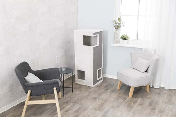 Klösmöbel Cat-Tower Gerardo, 38 x h100 x 38 cm, vit/grå