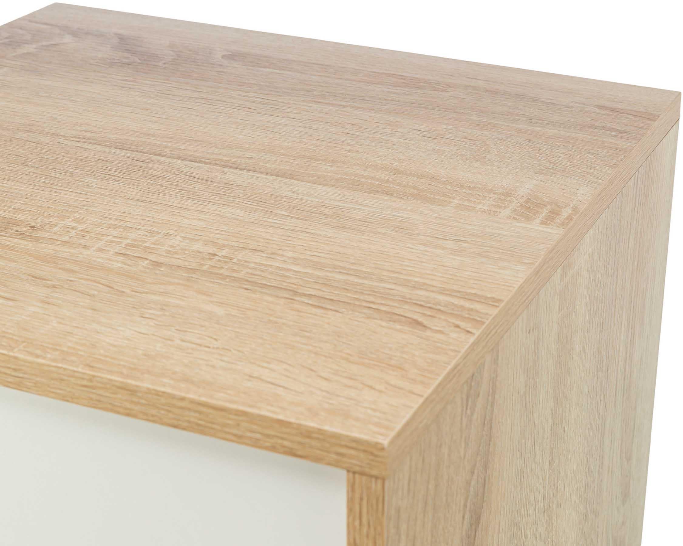 Koja Isa på ben, trä-look, 40 × 50 × 40 cm, ljusbrun/vit