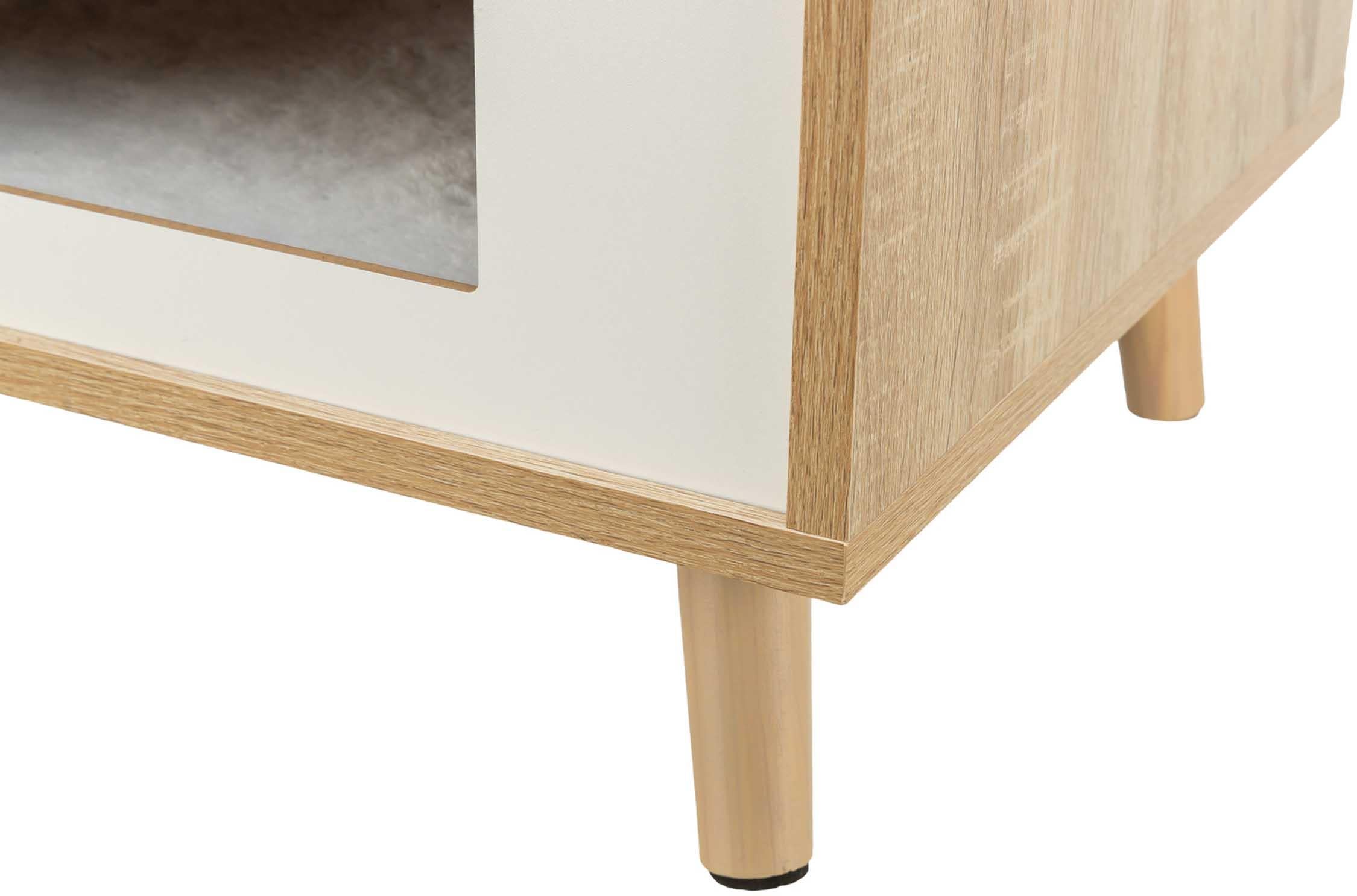 Koja Isa på ben, trä-look, 40 × 50 × 40 cm, ljusbrun/vit