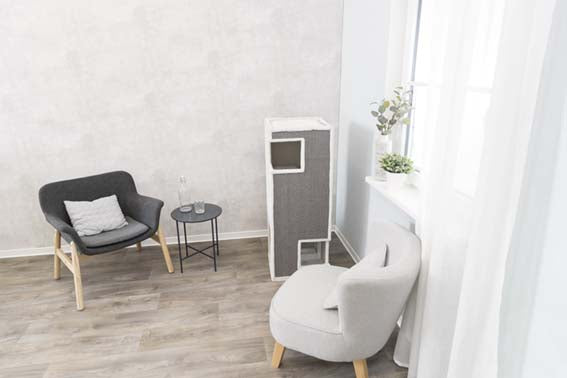 Klösmöbel Cat-Tower Gerardo, 38 x h100 x 38 cm, vit/grå