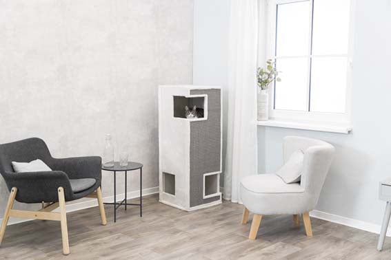 Klösmöbel Cat-Tower Gerardo, 38 x h100 x 38 cm, vit/grå